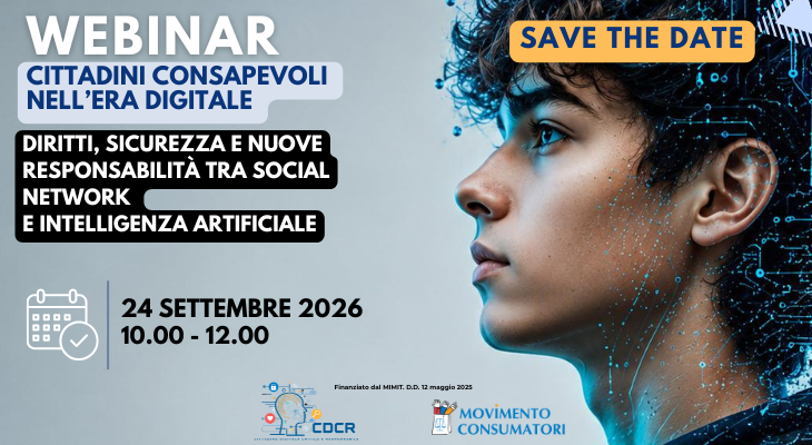 Progetto CDCR. Il 24 settembre, webinar su diritti, sicurezza e responsabilità tra social e IA