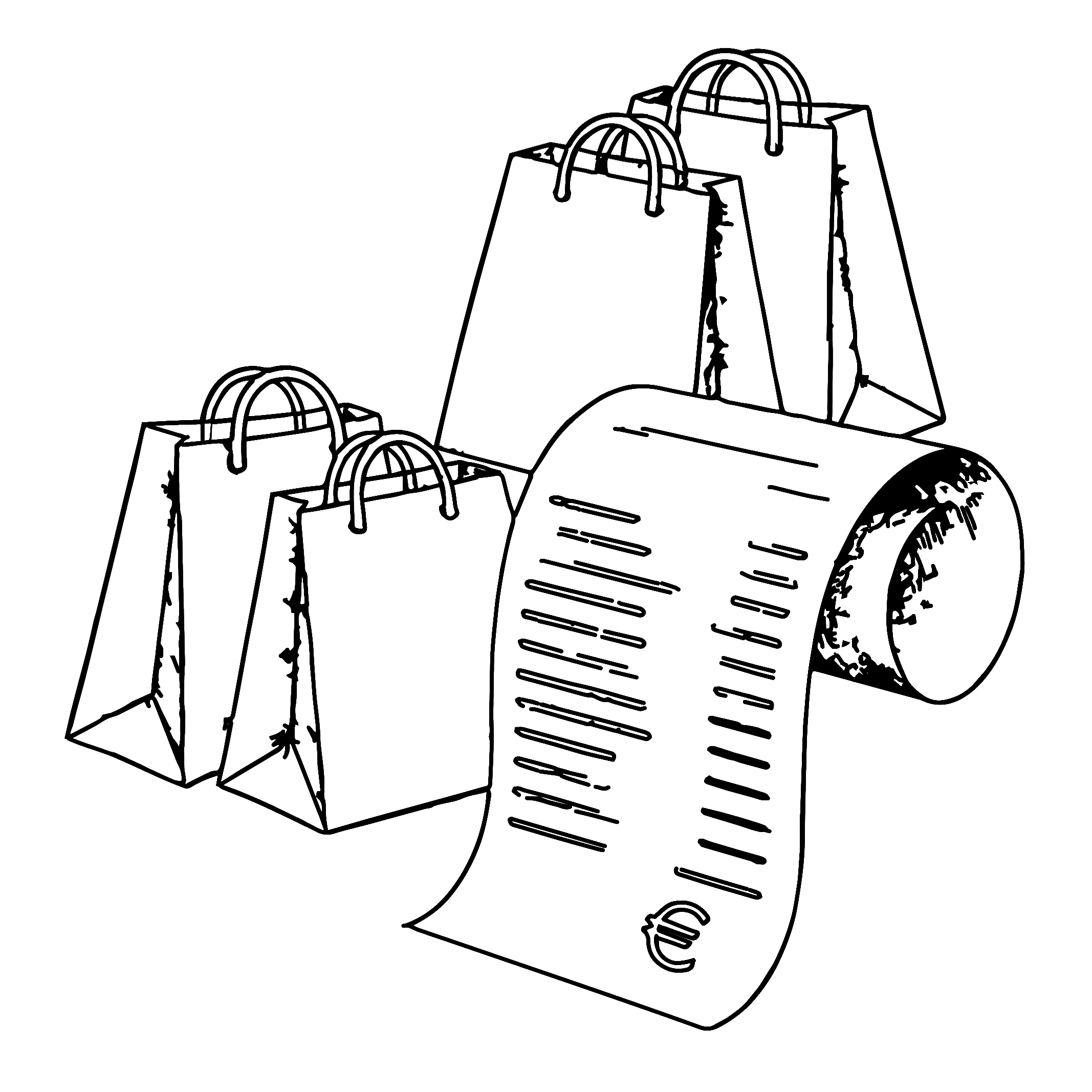 icon of shopping bags and a receipt