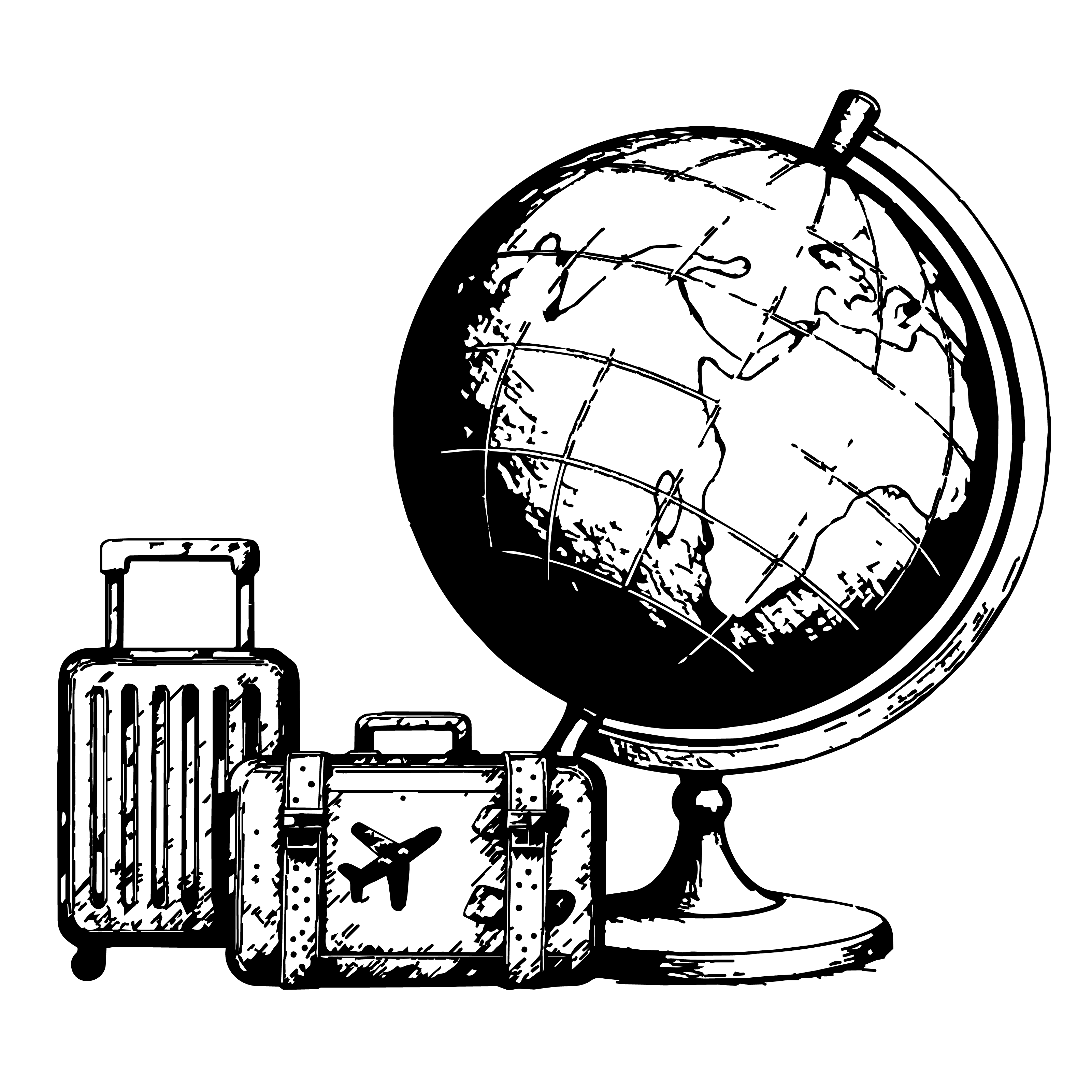 icon of globe and suitcases